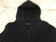 DISCONTINUED DKNY Jeans Navy Blue Knit Hooded WARM Sweater Women's Medium