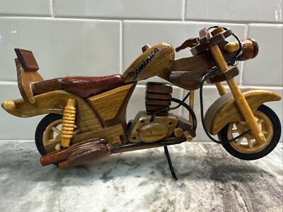Handcrafted Wooden Harley Davidson Motorcycle, 10” Long & 5” Tall