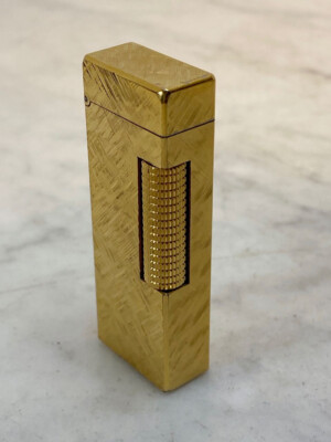 Vintage DUNHILL Rollagas Lighter. Gold Tone  RE24153 Crosshatch Switzerland