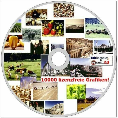 10000 LIZENZFREIE GRAFIKEN auf CD-Rom mit Menü Bilder Fotos ClipArts Legal Neu - Bild 1 von 4