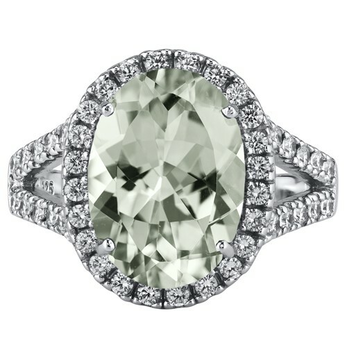 5.25 Carats Green Amethyst Engagement Ring Sterling Silver Sizes 5 to 9 - Picture 2 of 3