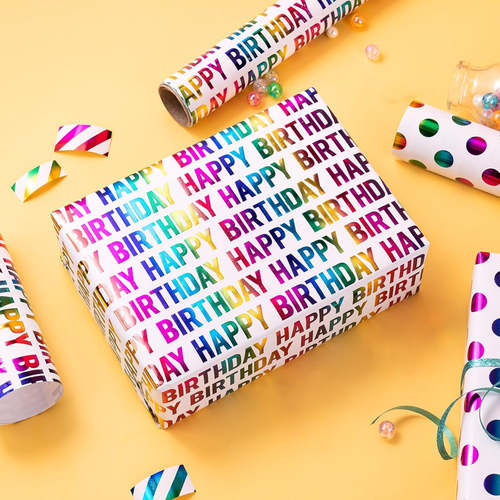 Birthday Wrapping Paper Roll - Mini Roll - 3 Rolls - 17 Inch X 120 Inch per Roll - Picture 6 of 6