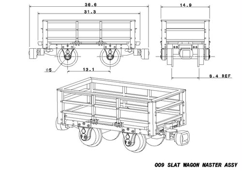 009 SLATE WAGON OPEN LIGHT GREY 3D PRINTED ready to run (set of 3 ...
