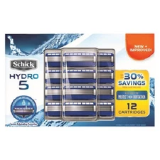 Schick Hydro5 Hydrating Razor Blade Cartridge Refills - 12 Count (Unboxed)