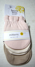 Scratch Mittens By Burt's Bees, Girl, 3 Pack, Pink, Tan,  Brown, 0-6 Mos., New