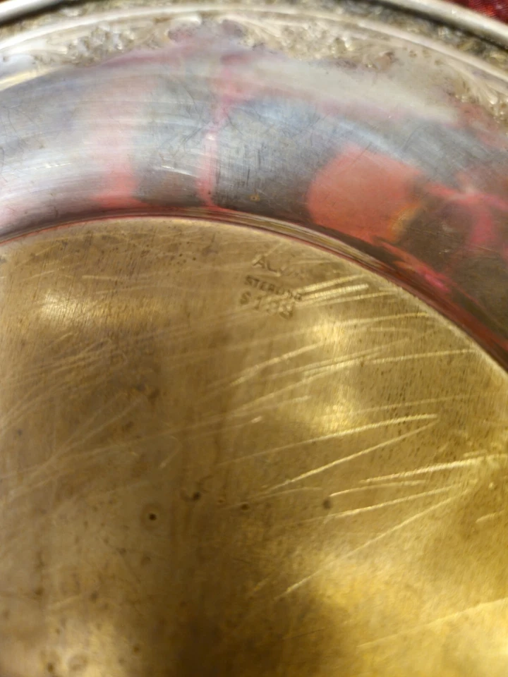 203 GRAMOS PLATA ESTERLINA 9" PLACA VINTAGE ALVIN S128 USO O DESGUACE Foto 3 de 4