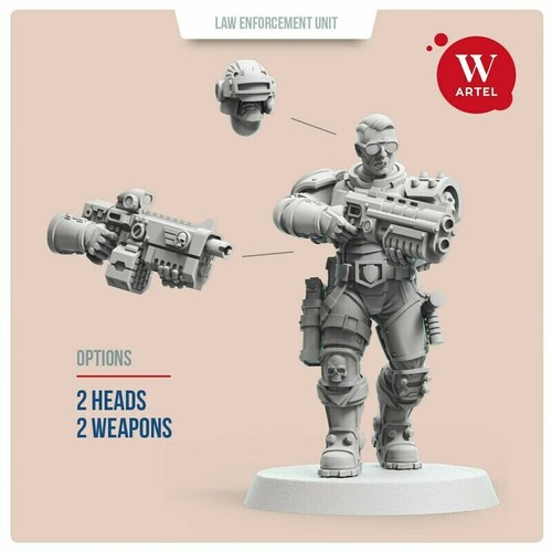 Artel Miniatures - L.E.U Male Enforcers Assault Squad 28mm New - Picture 2 of 10