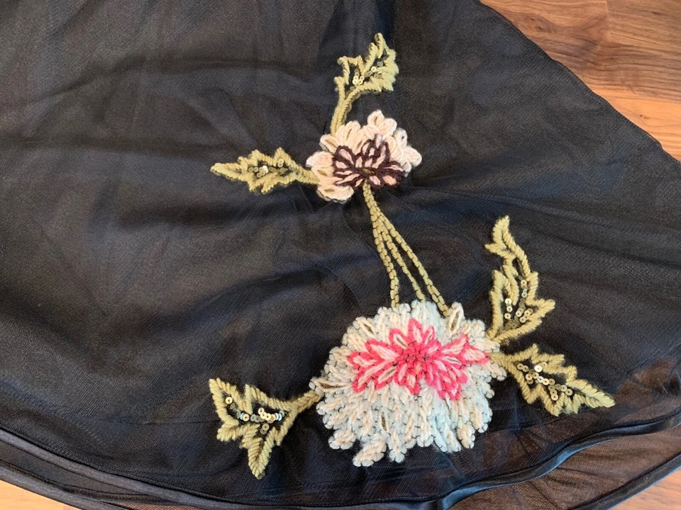 Vintage Betsey Johnson Y2K Womens Black Embroidered Floral Skirt SZ 2 NWT - Image 3 of 4