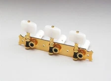 NEW - Gotoh Tuning Keys For Classical Guitar, White Plastic Buttons - GOLD
