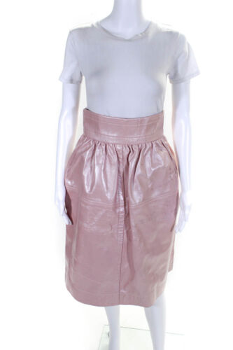 Runway 9.12.2018 Marc Jacobs Womens Leather Knee Length Pencil Skirt Pink Size 4 - Picture 1 of 7