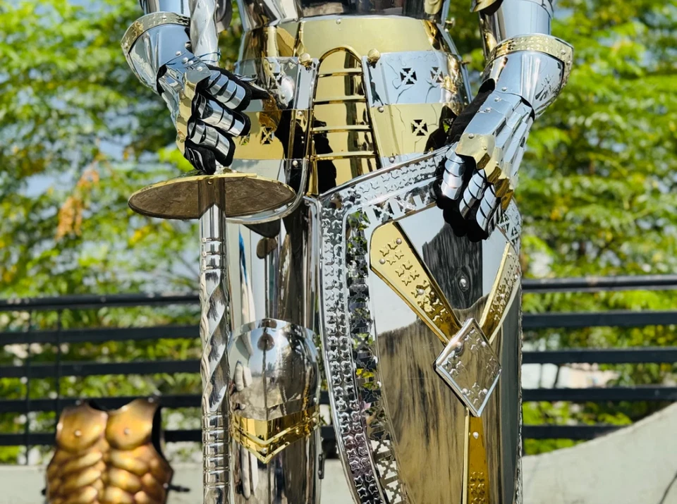 Traje completo de armadura templario medieval | Traje de armadura de caballero de cuerpo completo guerrero de batalla Foto 3 de 4