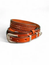 Genuine Embossed Leather Ranger Belt Western Leather Casual Tan Western Belts
