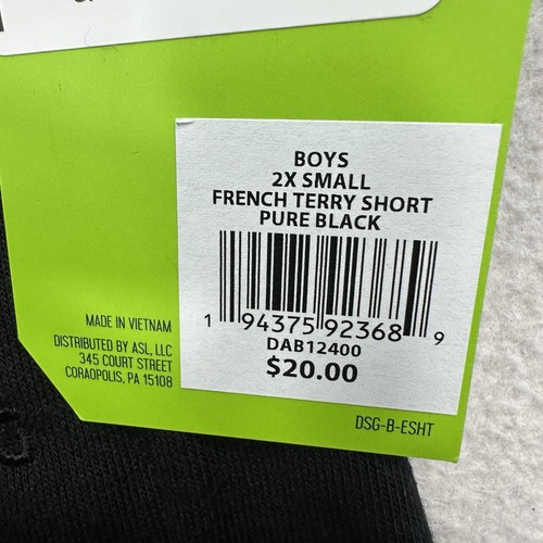 DSG Boys French Terry Shorts Youth Size 2XS Black Everyday Casual Shorts - Picture 7 of 8