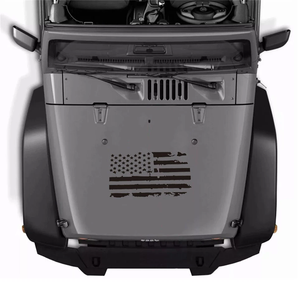 1x Calcomanía de vinilo estilo gráfico bandera estadounidense negra pegatina capucha ventana puerta Foto 4 de 4