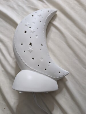 Porcelain Fun Shaped Crescent Moon over Clouds Celestial Table Night Light Lamp,