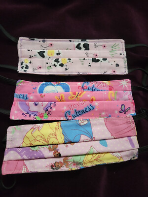 HANDMADE KIDS FACE MASK SET OF 3 COTTON MULTICOLOR NWOT