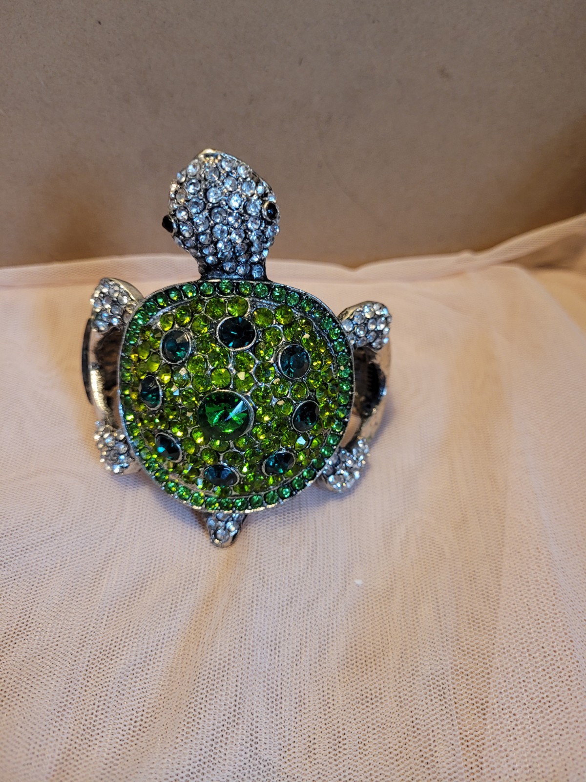 Rhinestone Statement  Sea Turtle Bracelet Clamper… - image 1