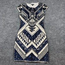 Express Bodycon Dress Womens XS Multicolor Sequin Embellished Cap Sleeve Party