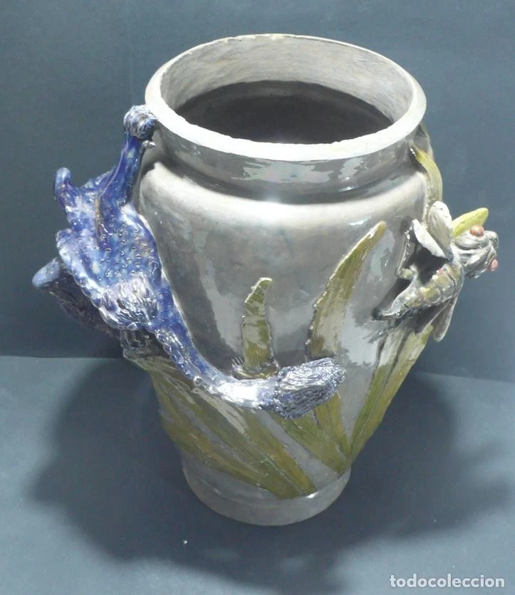 Vase mit Drachenmotiv, 32 cm höhe, signiert James, Keramik, Rarität - Bild 3 von 4