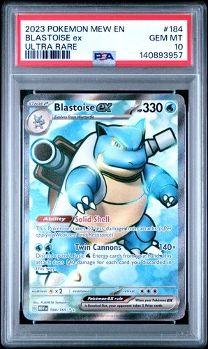 2023 POKEMON MEW EN-151 ULTRA RARE #184 BLASTOISE EX PSA 10