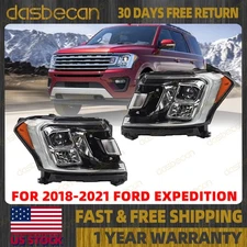 Pair Left & Right Side Halogen Headlight Assembly For Ford Expedition 2018-2021