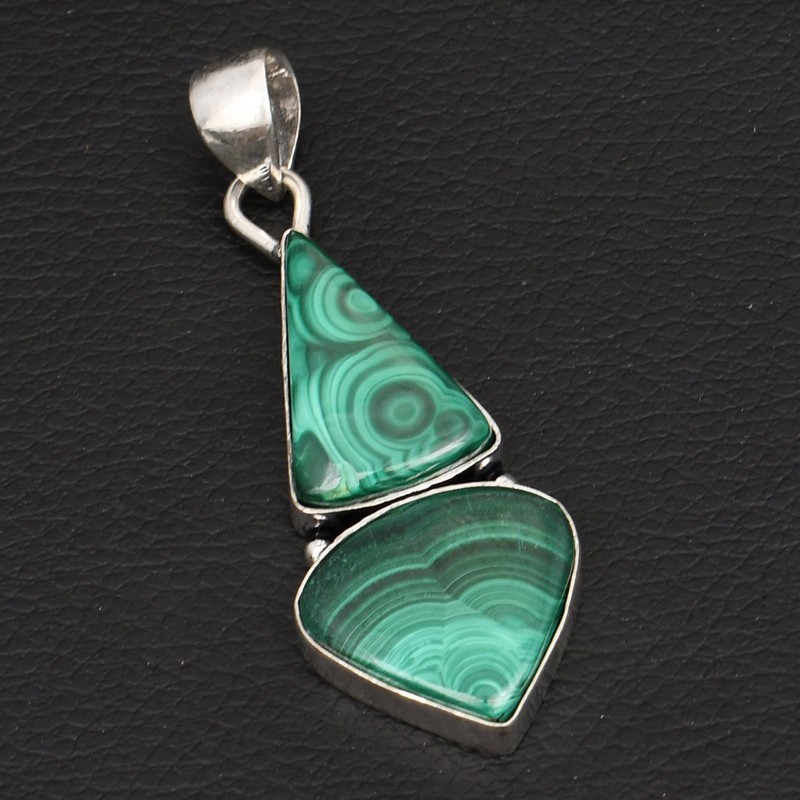 Malachite Gemstone Ethnic Handmade Pendant Jewelry For Unisex 2.32" AP-36912