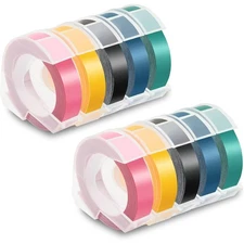 10 Pcs Embossing Label Tape for DYMO Embossing Xpress Maker 3/8 Inchx 9.8 Feet