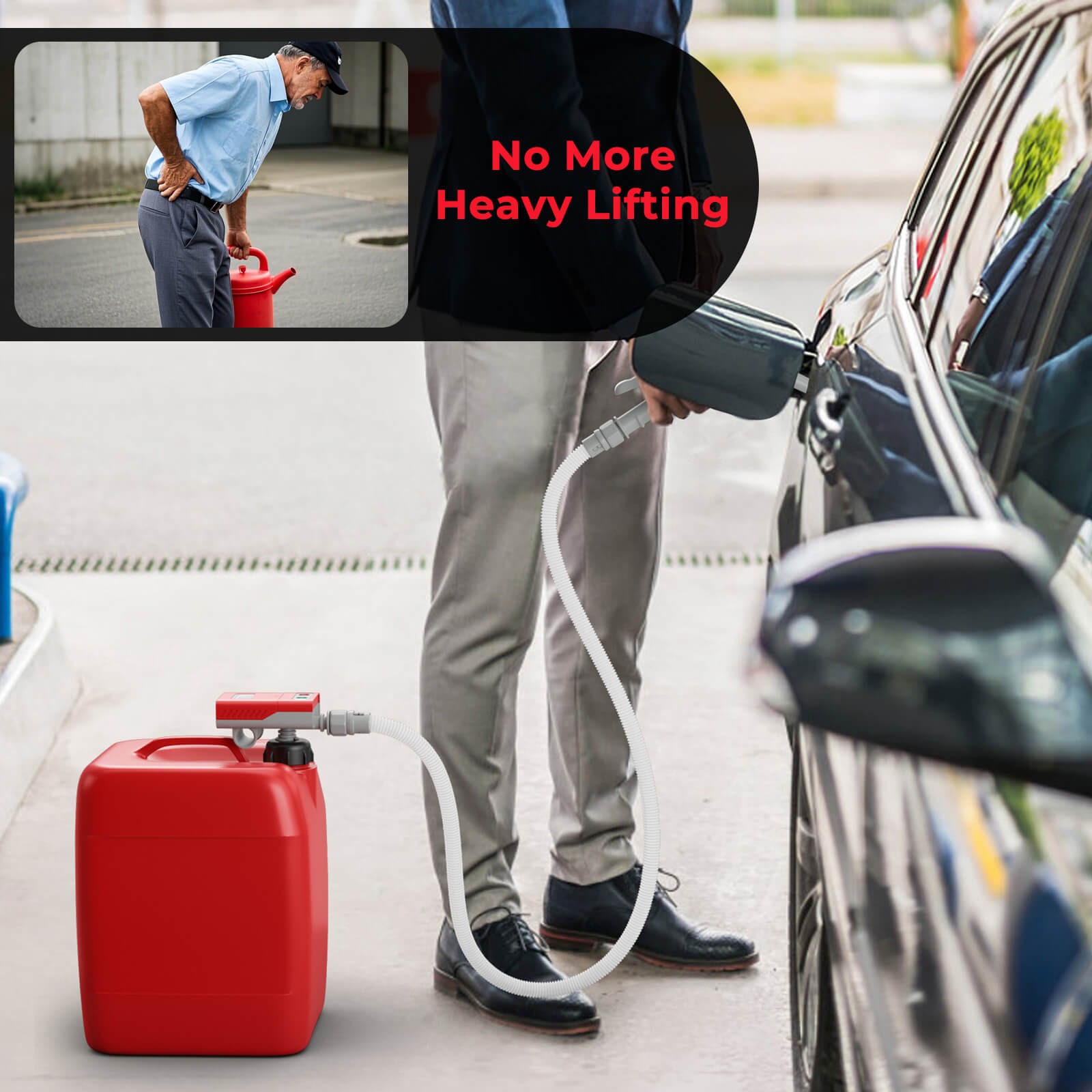 Fuel Transfer Pump w/Hand Trigger Nozzle for Flow Control & Stop Extra Long Hose