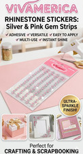 Vivamerica Rhinestone Stickers Silver Pink Adhesive Gem Strips Craft Scrapbook