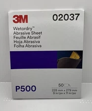3M 02037 2037 Wet Dry Abrasive Sanding Sheet Repair P500 Grit (50 Ct)💥GENUINE💥