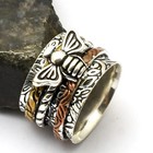 Three Tone Spinner Ethnic Handmade Ring Jewelry For Wedding US Size-7.5 AR 34468