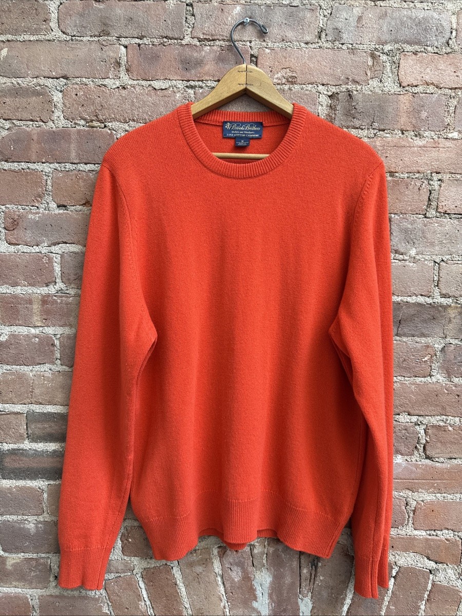 Brooks Brothers Men's Sweater, Sz Medium, Orange 100% 3-Ply