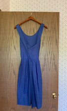 Women's Ann Taylor Blue Linen Cris Cross Back Dress Size 12