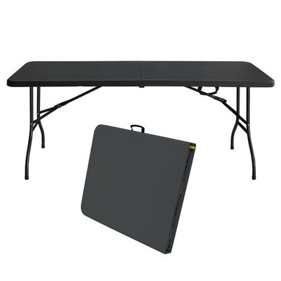 Folding Table 180x73.6x73.6cm Black Heavy Duty Portable Camping Picnic