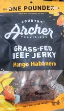Country Archer Mango Habanero Grass-Fed Beef Jerky Gluten-Free, 16 Ounce