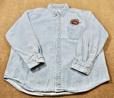 Toronto Raptors 90s Vintage Denim Blue Button NBA Basketball Shirt Size X-Large