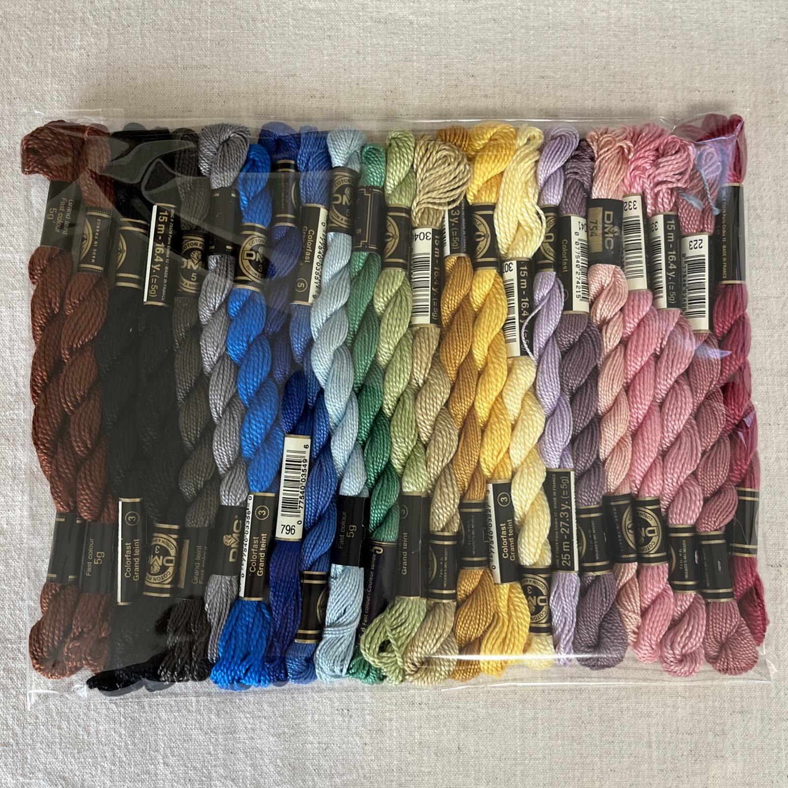 DMC Perle Cotton Lot Of 25 Multicolor Full Skeins Size 3 And 5 Embroidery