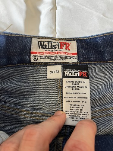 Walls FR Jeans Mens 34x32 Flame Resistant Relaxed Uniform HRC 2 Fire Work Pants - Picture 4 of 11