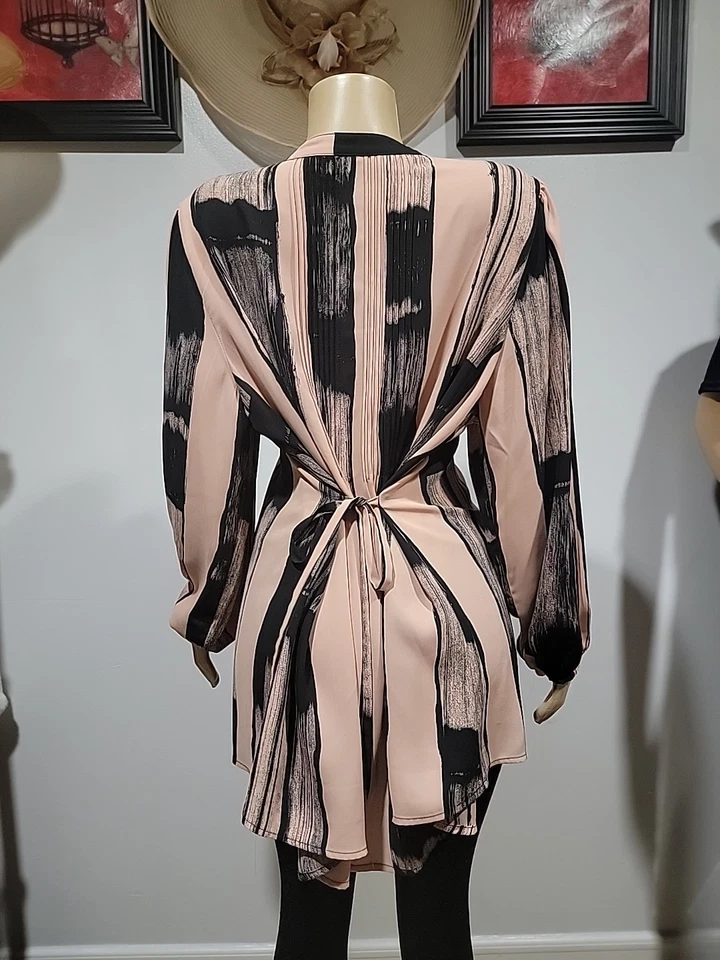 Blusa túnica Melissa McCarthy Seven7 manga larga cuello en V 1X bloques de colores #C Foto 3 de 4