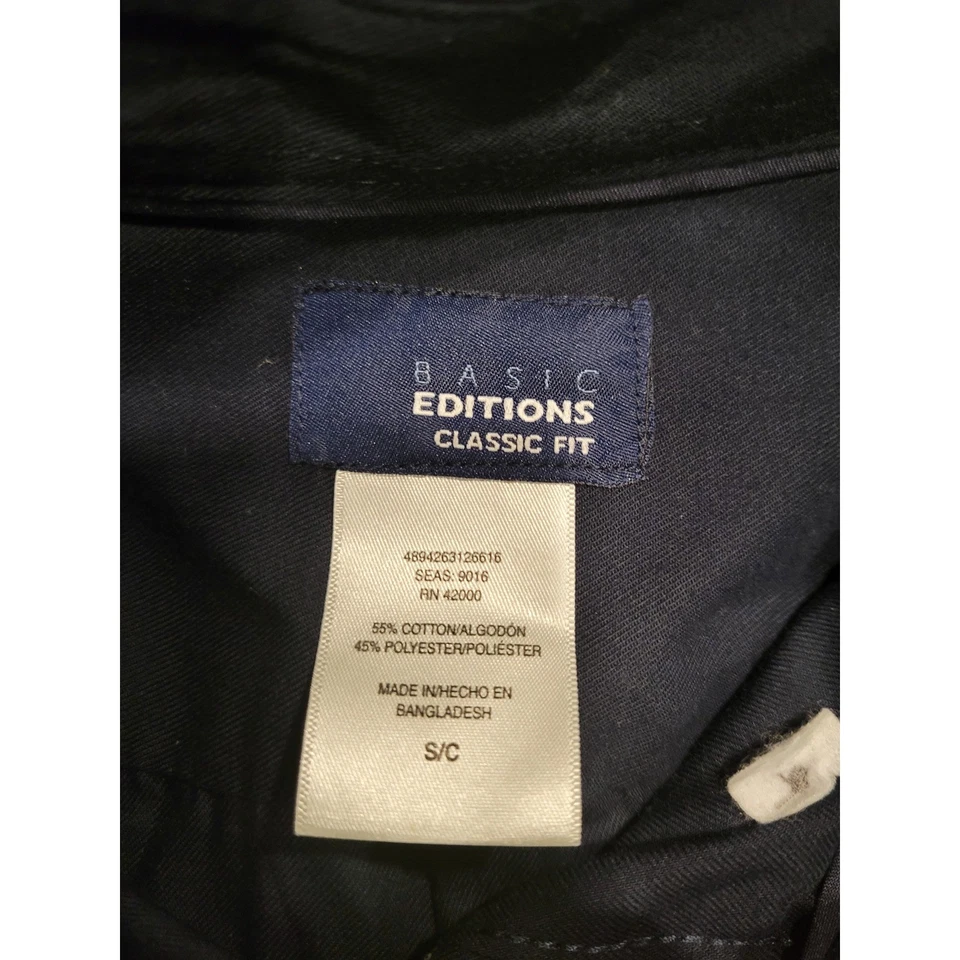 ОСНОВНЫЕ издания классический FIT мужской длинным рукавом на пуговицах платье рубашка темно-синий размер S - Изображение 2 из 4