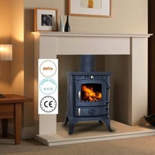 HEATSURE Woodburning Stove Cast Iron Multifuel Fireplace Heat Warm Indoor 4.5KW 