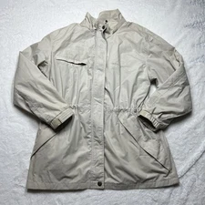 Windbreaker Jacket  Men’s Sz M Lined Cottage Essentials brand Khaki Preppy Norm