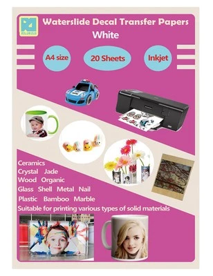 Rolurious 20 Sheets A4 Inkjet Water Slide Decal Transfer Paper DIY Sheets White - Image 1 of 4
