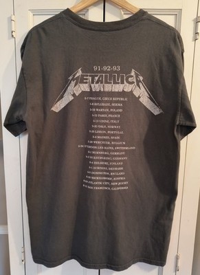Metallica T-Shirt Size MEDIUM With 90s Tour Dates Charcoal Black Metallica Shirt