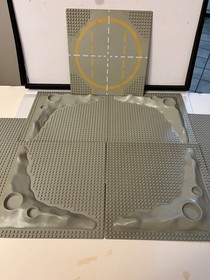 Vintage LEGO Lunar Moon Crater Plates (6) & One (1) Landing Pad