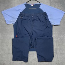 Dickies Scrubs Blue Size Medium V neck Open Leg Cargo Pocket