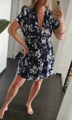 Robe femme bleu marine/blanc floral - Photo 1/2
