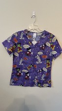 Halloween Scrub Top womens size XS Disney Mickey Mouse Frankenstein Mummy NWT
