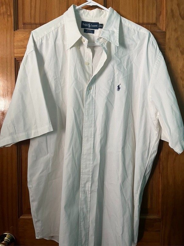 Ralph Lauren Blake Men’s  White Short Sleeve Button-Down Shirt 100% Cotton  XL