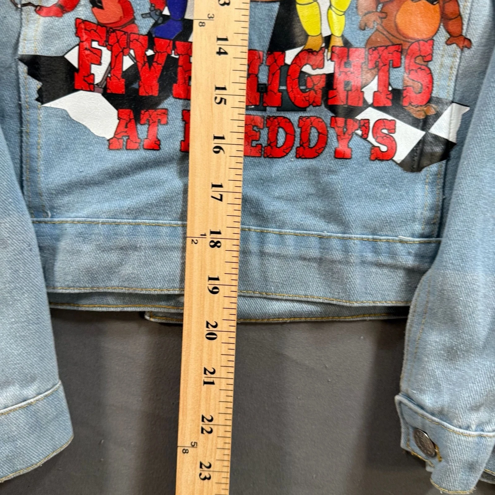 Five Nights at Freddy's FNAF Denim Jacket Hooded Graphic Blue Jean Jacket image 5